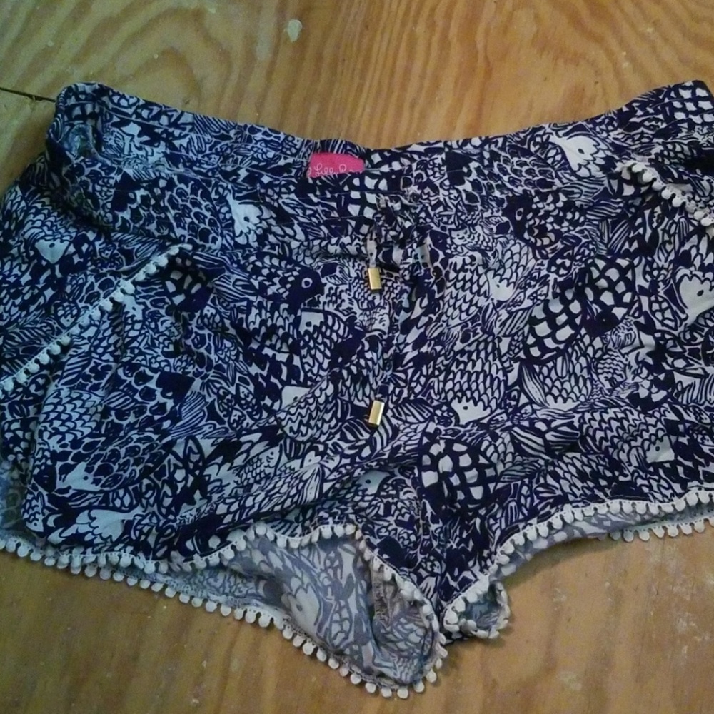Lilly Pulitzer Blue and White Fish design shorts